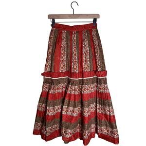 VINTAGE YVES SAINT LAURENT rive gauche cottagecore patchwork peasant skirt 38